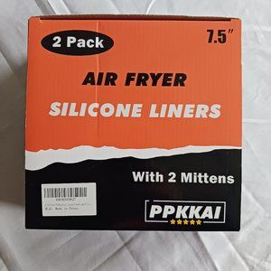 2 Pack Air Fryer Silicone Liners with 2 Mittens PPKKAI 7.5 Inch Food Grade New